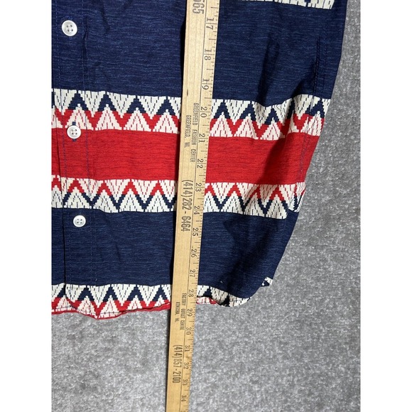 Hollister Southwestern Striped Button Down Shirt Mens Size Large Red Blue Pocket - Picture 8 of 8